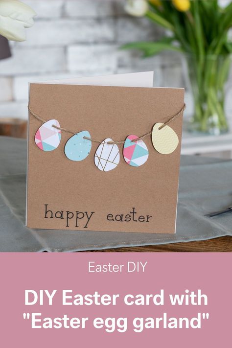 Kids Easter Cards, Diy Easter Cards, Egg Garland, Easter Egg Garland, Easter Cards Handmade, Easter Postcards, Happy Easter Card, Easter Story, Easter Greeting Cards