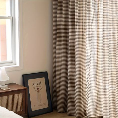 Faster shipping. Better service Neutral Plaid Curtains, Gingham Curtains Living Room, Plaid Curtains Nursery, Guest Room Curtains, Cozy Curtains Living Room, Cozy Bedroom Curtains, Plaid Curtains Bedroom, Plaid Curtains Living Room, Rich Brown Aesthetic