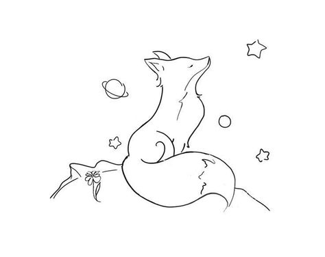 Small Fox Tattoo, Darkside Tattoo, Prince Drawing, Fox Sketch, Little Prince Tattoo, Fox Tattoo Design, Prince Tattoos, Fox Drawing, Fox Tattoo