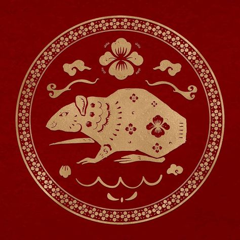 Year of rat badge vector gold Chinese horoscope zodiac animal | premium image by rawpixel.com / Nunny Rat Zodiac, Chinese Zodiac Rat, Chinese Horoscope, Dad Tattoos, Year Of The Rat, Pet Signs, Chinese Zodiac Signs, Zodiac Star Signs, Chinese Zodiac