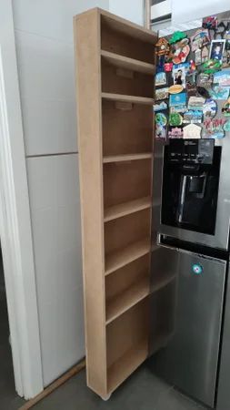 Slide Out Refrigerator Cabinet : 10 Steps (with Pictures) - Instructables Narrow Pantry Next To Refrigerator, Slide Out Cabinet, Narrow Pantry, Slide Out Pantry, Cupboard Ideas, Cabinet Refrigerator, Tall Kitchen Cabinets, Wildflower Decor, Pond House