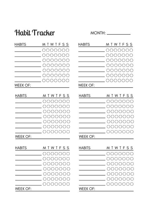 Weekly Habit Tracker Printable, Habit Tracker Template, Routine Tracker, 7 Day Habit Challenge freedigitalplannerstickers #weeklydigitalplanner Week Habit Tracker, Blank Checklist, Bullet Journal Tracking, 7 Days Challenge, Habit Tracker Weekly, Habit Challenge, List Of Habits, Habit Tracker Template, Coaching Templates