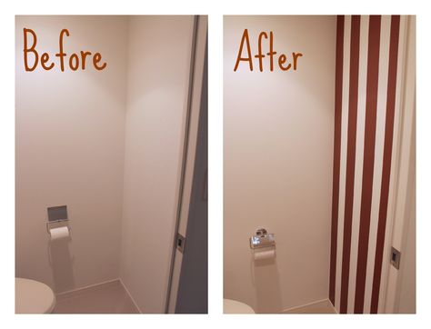 Before and after wall stripes - Washi tape Stripes Wall Paint, Washi Tape Diy Wall, Washi Tape Wall Art, Wall Stripes, Washi Tape Wall, Diy Washi Tape, Diy Organizing, Tape Wall, Stripped Wall