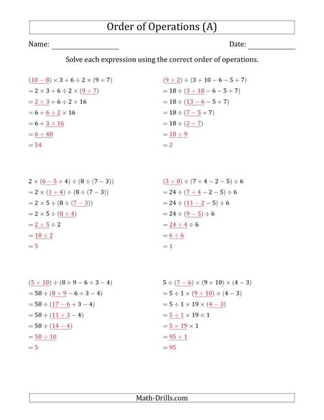 Order Of Operations Worksheet Grade 6, Simplification Math Worksheet, Bodmas Worksheets For Grade 5, Grade 9 Math Worksheets, Order Of Operations Worksheet, Pemdas Worksheets, Algebra Equations Worksheets, Mental Maths Worksheets, Teaching Math Strategies