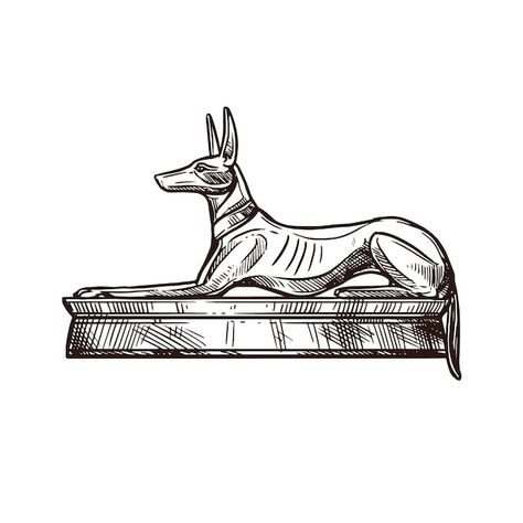 Egyptian Jackal Tattoo, Jackal Tattoo Egyptian, Egyptian Dog God, Egyptian Dog Tattoo Design, Simple Anubis Tattoo, Egypt God Tattoo, Egyptian Dog Tattoo, Ancient Egyptian Tattoo, Egyptian Art Drawing