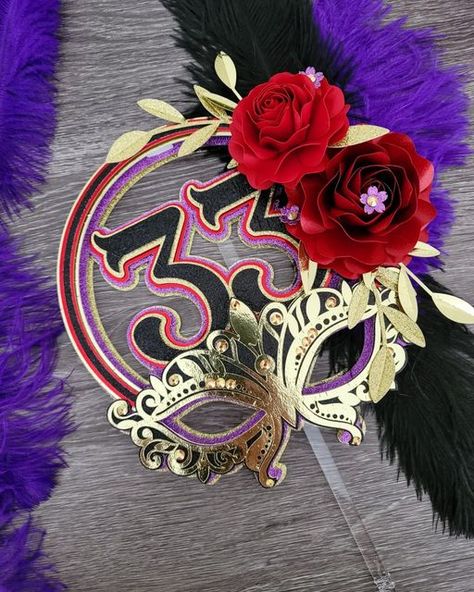 Masquerade Cake Topper, Masquerade Cake, Masquerade Cakes, Glitter Cardstock, Paper Decorations, Beauty And The Beast, Cake Topper, Cricut Design, Color Combinations