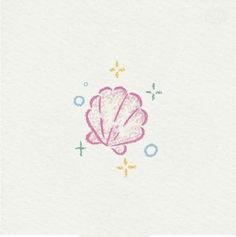 Shell Drawing Aesthetic, Cute Shell Drawing, Cute Clam Drawing, Starfish Drawing Aesthetic, Sea Shell Doodle, Seashells Doodles, Ocean Simple Drawing, Easy Seashell Drawing, Cute Starfish Drawing