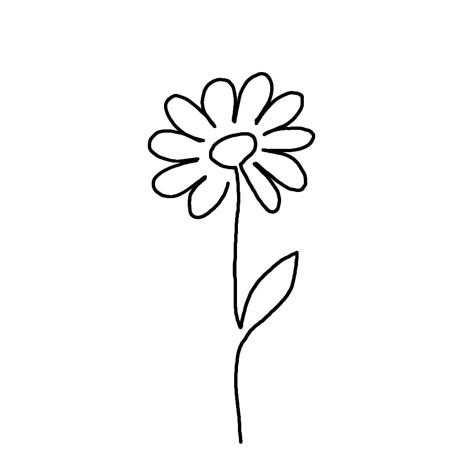 Super Simple Flower Drawing, Daisy Flash Tattoo, Daisy Doodle Simple, Simple Daisy Tattoo Outline, Flower Lineart Simple, Small Flower Drawing Easy, Daisy Sketch Simple, Basic Flower Tattoo, Daisy Flower Drawing Simple