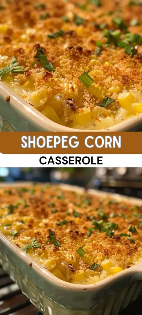 Shoepeg Corn Casserole Shoepeg Corn Casserole, Shoepeg Corn, Cheesy Corn Casserole, Creamy Corn Casserole, Corn Side Dish, Casserole Side Dishes, Corn Casserole Recipe, Lunch Appetizers, Creamy Corn