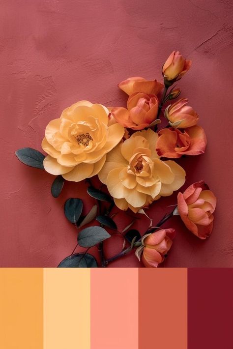 Brown Pink Yellow Palette, Burgundy Yellow Color Palette, Dusty Orange Color Palette, Mauve And Orange Color Palette, Burgundy Orange Color Palette, Burgundy Colour Combinations, Mauve And Orange, Burgundy Room, Lilac Room