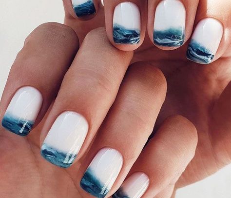 Beach Nail Ideas, Beach Themed Nails, Cruise Nails, Nautical Nails, Beach Nail Art, Wave Nails, Beach Nail Designs, Beach Nail, Beachy Nails