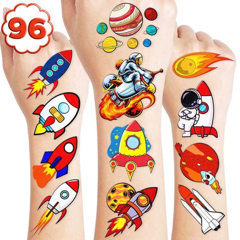 PRICES MAY VARY. 🔭ROCKET BIRTHDAY PARTY DECORATIONS: Hi everyone! An amazing set of 8 sheets including 96 ROCKET tattoo pieces will be sent to you; these sheets are ideal for ROCKET birthday party decorations, ROCKET birthday party decorations, ROCKET party favor, ROCKET ship party decorations, space theme party favors, and more. 🚀ROCKET BIRTHDAY PARTY: These cute temporary tattoos will add a fashionable touch to your ROCKET birthday celebration! Choose from an array of eye-catching motifs, su Space Theme Party Favors, Ship Birthday Party, Rocket Ship Birthday Party, Space Theme Party, Rocket Ship, Gift For Boys, Space Theme, Temporary Tattoos, Theme Party