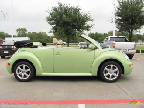 2004 New Beetle GLS 1.8T Convertible - Cyber Green Metallic / Cream Beige photo #6 Pink Volkswagen, Volkswagen Beetle Convertible, Bug Car, Volkswagen New Beetle, Car Deco, Beetle Car, Beetle Convertible, Vw Bugs, New Beetle