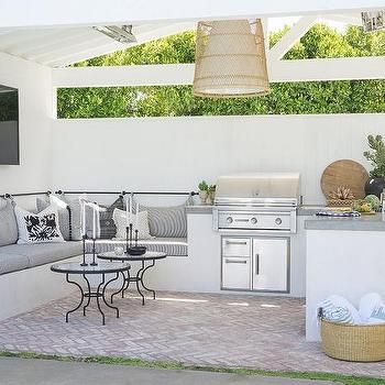 Shiplap Outdoor Kitchen with Concrete Countertop - Transitional - Kitchen Design Per Patio, California Backyard, Design Grill, Outdoor Kitchen Bars, Wood Garden, Backyard Remodel, Outdoor Kitchen Patio, Inspire Me Home Decor, Backyard Retreat