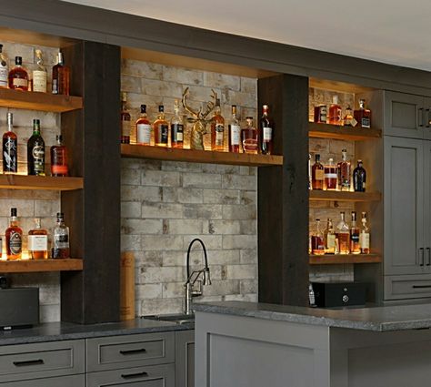 Basement Wet Bar Ideas, Finished Basement Bars, Wet Bar Ideas, Wet Bar Basement, Remodeling Basement, Basement Wet Bar, Dream Basement, Home Bar Rooms, Bar Sala