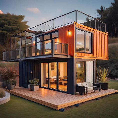 Home With Balcony, Garden Sitting Areas, Sea Container Homes, Tiny Container House, House Models, A Frame Cabins, Magical Home, Modular Structure, Container House Plans