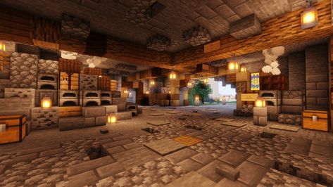 Furnace Area Minecraft, Minecraft Furnace Area, Minecraft Furnace, Mc Interior, Minecraft Interiors, Minecraft Details, Minecraft Hus, Minecraft Medieval House, Furnace Room