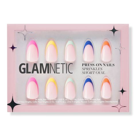 Sprinkles Press-On Nails - Glamnetic | Ulta Beauty Cute Simple Press On Nails, Preppy Press On Nails, Cute Cheap Press On Nails, Cute Press On Nails Amazon, Pink Press On Nails, Press On Nails Kids, Glamnetic Nails, Press On Nails Glamnetic, Glamnetic Press On Nails