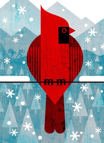 Cardinal Illustration, Scott Partridge, Charley Harper Art, Charlie Harper, Winter Cardinal, Smartwool Socks, Charley Harper, Bird Quilt, Buzzard