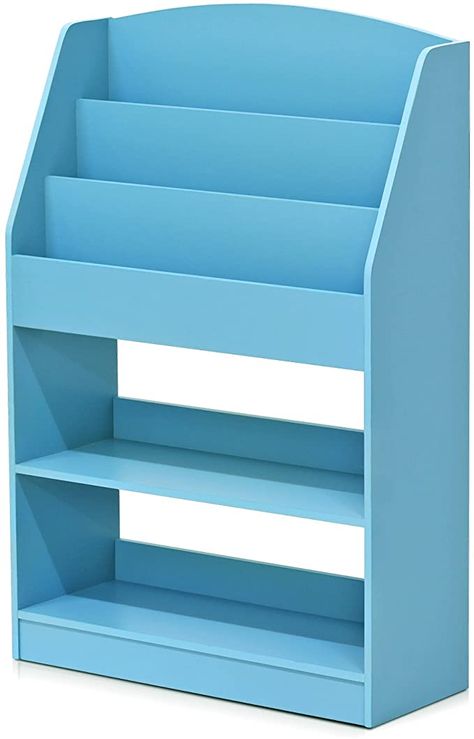 Amazon.com: FURINNO KidKanac Bookshelf, Light Blue: Furniture & Decor Contemporary Bookshelves, Teen Bookshelf, Bookshelves Vintage, Bookshelves Rustic, Vintage Bookshelves, Drawing Chicano, Bookshelf Light, Rustic Bookshelves, Green Bookshelves