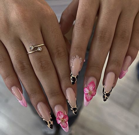 Pink Nails Coquette, Leopard Print Nails Pink, Maintenance Week, Almond Nails Trendy, Nails Coquette, Elegant Touch Nails, Cheetah Print Nails, Cheetah Nails, Leopard Print Nails