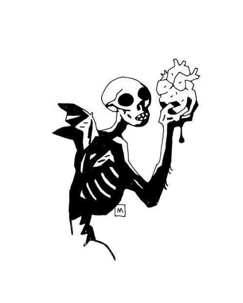 Mignola Tattoo, Bprd Hellboy, Hellboy Mike Mignola, Skeleton Creature, Winged Skeleton, Mignola Art, Mike Mignola Art, Hellboy Tattoo, Hellboy Art