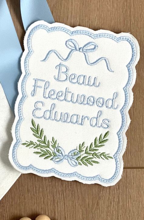 🎀Custom embroidered with applique' newborn baby name sign/announcement for hospital bassinet, crib or nursery. These make the sweetest baby gifts and add a thoughtful, personalized touch to any gift!  🎀Sign is approx 5x7"  🎀Rush options available, search my shop for "RUSH" and add desired listing to your cart before checking out.  🎀Thank you for shopping with Sweetwater Lane! Baby Name Signs For Hospital, Baby Boy Hospital Announcement, Baby Boy Door Hanger, Country Cottagecore, Baby Name Announcement, Name Announcement, Baby Hospital, Baby Embroidery, Baby Name Signs