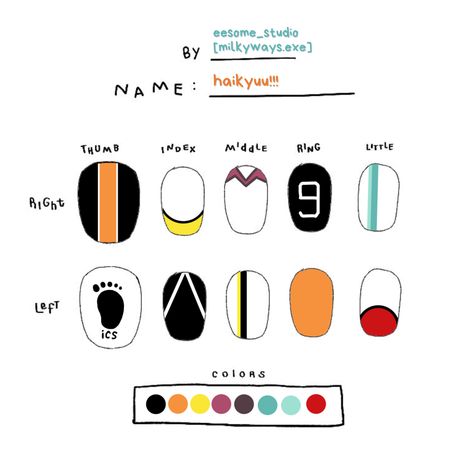 nail designs, nail art, haikyuu!!, anime Haikyuu Nails Design, Haikyuu Nail Art, Haikyu Nails, Easy Anime Nails, Haikyuu Nails, Basketball Nails, Anime Nail, Nails Inspired, Anime Nails