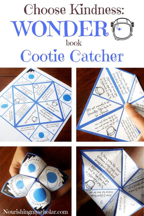 Teaching Wonder, Wonder Novel, Wonder Activities, Fortune Reading, Poem Poster, Kindness Projects, Cootie Catcher, Literature Activities, Kids Book Club