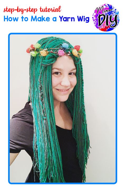 Learn how to make a yarn wig - no sewing required. Easy, cheap and simple! #cosplay #tefiti #moanafamilycostume #howto #yarnwig #tutorial #stepbystep Rapunzel Wig, Mermaid Wig, Yarn Wig, Hair Yarn, Witch Hair, Diy Costumes Women, Crochet Wig, Diy Wig, Diy Costumes Kids