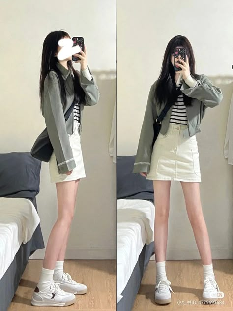 Korean Short Pants Outfit, Outfit Rok Pendek Korea, Korean Short Outfit Ideas, Korean Short Outfits, Korean Short Skirt Outfits, Cinema Outfit, A Line Skirt Outfits, Ootd Korean Style, Short Skirts Outfits