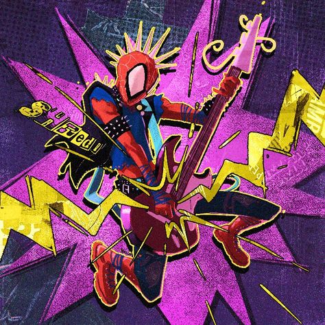 Spider Punk Background, Spiderpunk Comic Panels, Spider Punk Comic, Spiderpunk Art, Spider Punk Art, Punk Background, Punk Drawing, Hobie Brown, Snk King Of Fighters