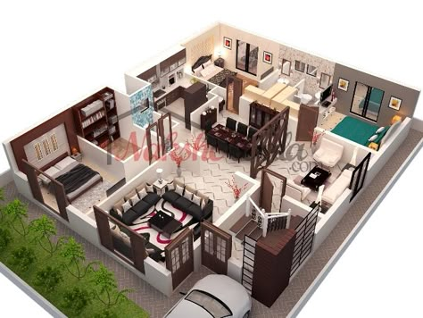 3D Floor Plans, 3D House Design, 3D House Plan, Customized 3D Home Design, 3D… Home Map Design, House Design 3d, Home Design 3d, 3d House Design, 4 Bedroom House Designs, Three Bedroom House Plan, 3d Floor Plans, 3d House Plans, 3d Floor Plan