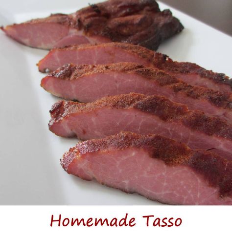 Homemade Tasso Tasso Ham, Homemade Sausage Recipes, Cajun Creole Recipes, Smoked Meat Recipes, Cajun Cooking, Meat Appetizers, Canadian Bacon, Rub Recipes, Creole Recipes