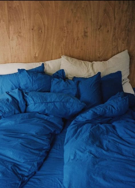 Blue Bed Set, Organic Modern Bedroom, Blue Bed, Blue Bedding Sets, Blue Duvet Cover, Dream Apartment, Home Textiles, Blue Bedding, Cover Pillow