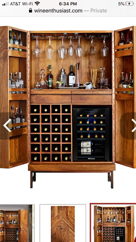 Alcohol Cabinet, Wooden Wine Cabinet, Bar Cabinet Design, Custom Console Table, Armoire Bar, Home Bar Areas, Home Bar Cabinet, Home Cocktail Bar, Home Bar Rooms