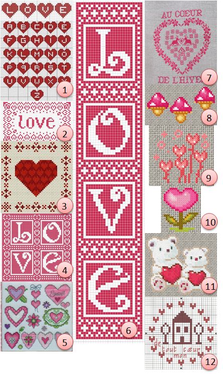 Free charts: Valentine’s Day – Needle Work Valentine Cross Stitch, Cross Wreath Diy, Valentines Bookmarks, Free Cross Stitch Charts, Unique Cross Stitch, Cross Stitch Tutorial, Cross Stitch Freebies, Valentines Patterns, Holiday Cross Stitch