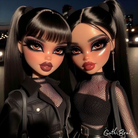 Best ghoul friends 🫶🏻🖤🦇 #bratz #gothbratz #explorepage Bratz Best Friends, Brat Doll, Romantic Goth, Glamour Makeup, Bratz Doll, Art Pages, Monster High, Female Art, Wig Hairstyles