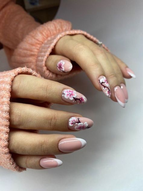 Fresh Spring Nail Inspo 2024: Blossom into Style with Trendy Designs Nail Art Blossom, Cherry Blossom Short Nails, Japanese Inspired Nails Art Designs, Nail Inspo Cherry Blossom, Pink Blossom Nails, Japan Nails Design Simple, Blossom Tree Nails, Cherry Blossom Pink Nails, Sakura Blossom Nails