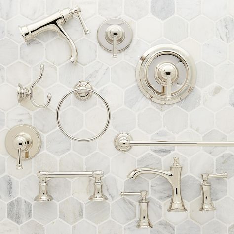 Shop the traditionally inspired Beasley Collection, featuring charming embellishments that promise to impress. Bath Hardware, Signature Hardware, Bathroom Hardware, Bath Accessories, Master Bath, Shower Bath, Signature Style, Traditional Style, Access Denied