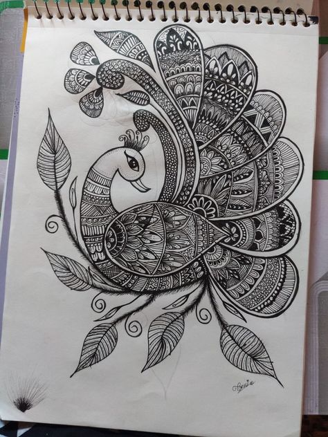 Beautiful peacock nadala for beginners|simple mandala|by tanvi Mandala Art In Peacock, Mandela Art Peacock, Peacock Mandala Art Easy, Mandala Peacock Design, Mandala Art Peacock, Simple Mandala Art For Beginners, Peacock Mandala Art, Mandala Peacock, Peacock Mandala