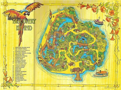 disney discovery island | Discovery Island Map | Flickr - Photo Sharing! Disney Island, Discovery Island, Disney Tourist Blog, Country Bears, Disney Attractions, Retro Disney, Tower Of Terror, Island Map, Disney Theme Parks