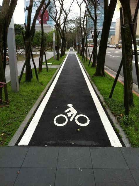 a serious bike lane. Bike Lane Design, Bicycle Lane, Streetscape Design, Bicycle Quotes, New Urbanism, Urban Bike, Bike Lane, Landscape And Urbanism, Road Design