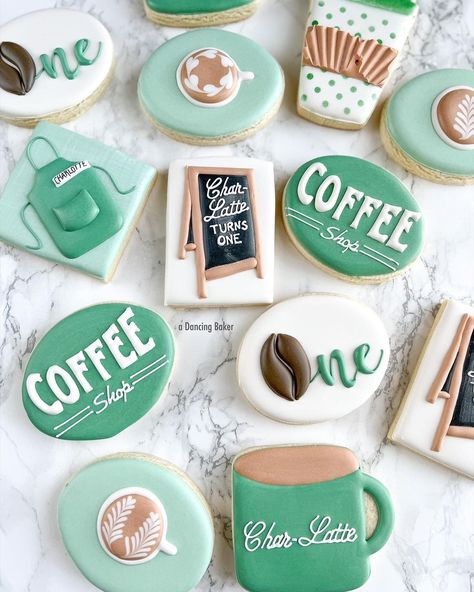 a Dancing Baker on Instagram: “When her nickname turns into her first birthday theme…💚☕️ • • • • • • #cookie #cookies #decoratedcookies #decoratedsugarcookies…” First Birthday Theme, Her First Birthday, Hot Chocolate Drinks, Coffee Cookies, Coffee Theme, First Birthday Themes, Chocolate Drinks, Coffee Latte, Birthday Cookies