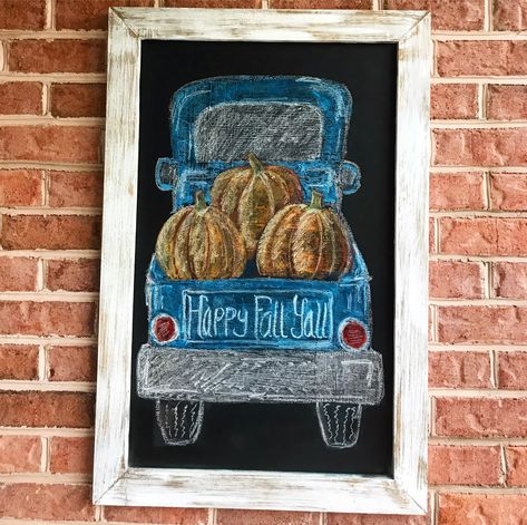 Fall chalkboard art for the front porch. Fall Chalkboard Art, Chalkboard Pictures, Chalk Markers Art, Chalkboard Art Diy, Fall Chalkboard, Plank Art, Backyard Hammock, Chalk Marker, Chalkboard Ideas