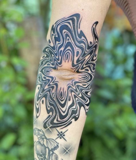 The Elbow Tattoo, Elbow Tattoo, Blackout Tattoo, Elbow Tattoos, Knee Tattoo, Tattoo Cover, Up Tattoos, Black Ink Tattoos, Abstract Tattoo