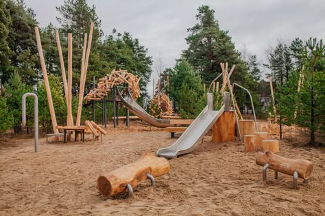 Tire Playground, Wood Playground, Natural Play Spaces, Playgrounds Architecture, Kids Play Spaces, Play Area Backyard, Natural Play, Play Ground, Outdoor Play Area