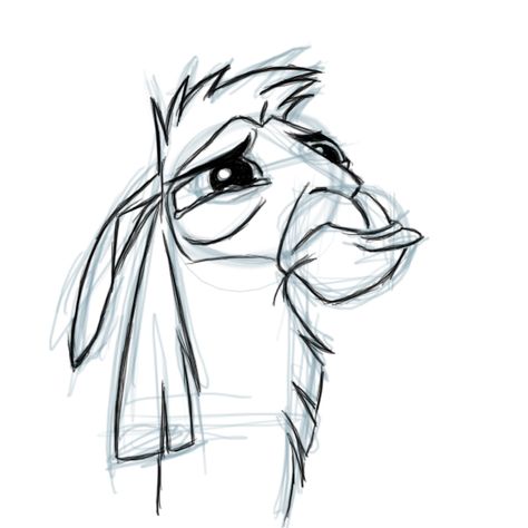 Kuzco by Magdelena Grimm [©2006] Sketching Disney Characters, Kuzco Wallpaper, Kuzco Tattoo, Disney Art Sketches, Kuzco Drawing, Kuzco Fanart, Kuzco Llama Drawing, Emperors New Groove Drawing, Lama Sketch