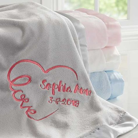 Embroidered Pink Baby Blanket - Baby Love Keepsake Kids Strollers, Pink Baby Blanket, Microfiber Blanket, Baby Embroidery, Pink Baby Girl, Baby Nursery Furniture, Stroller Blanket, Personalized Baby Blankets