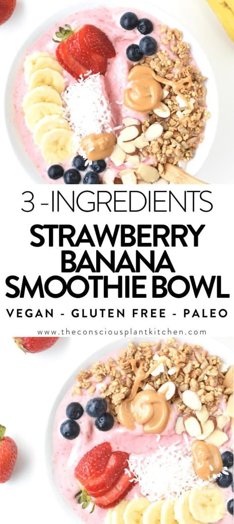 Protein Smoothie Bowl Recipe, Thick Vegan, Plant Based Smoothies, Strawberry Smoothie Bowl, Smoothie Bowl Recipe Healthy, Bowl Recipes Easy, Protein Powder Smoothie, Protein Smoothie Bowl, Vegan Smoothie Bowl